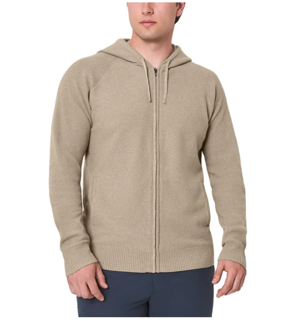 Modern Ambition Men's Full Zip Hooded Sweater Beige XXL